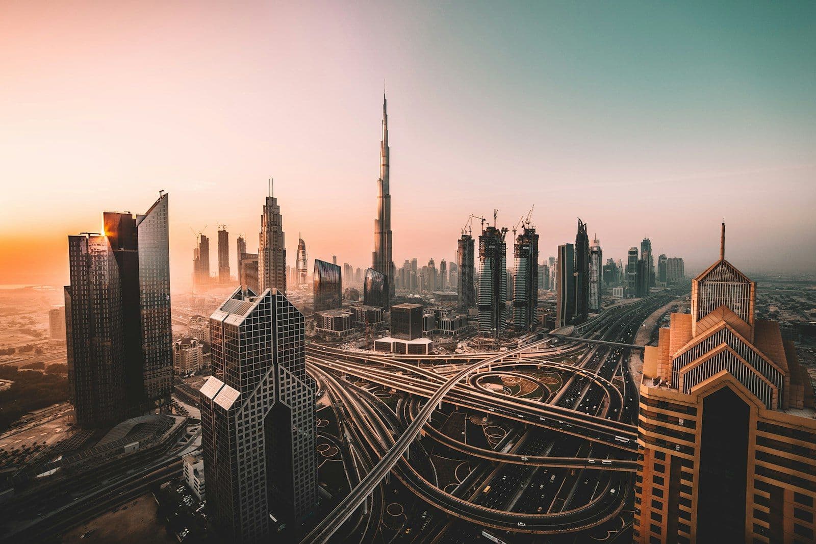 Dubai Marina skyscrapers overlooking the water during golden hour
