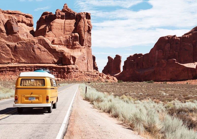 Scenic desert route road trip view